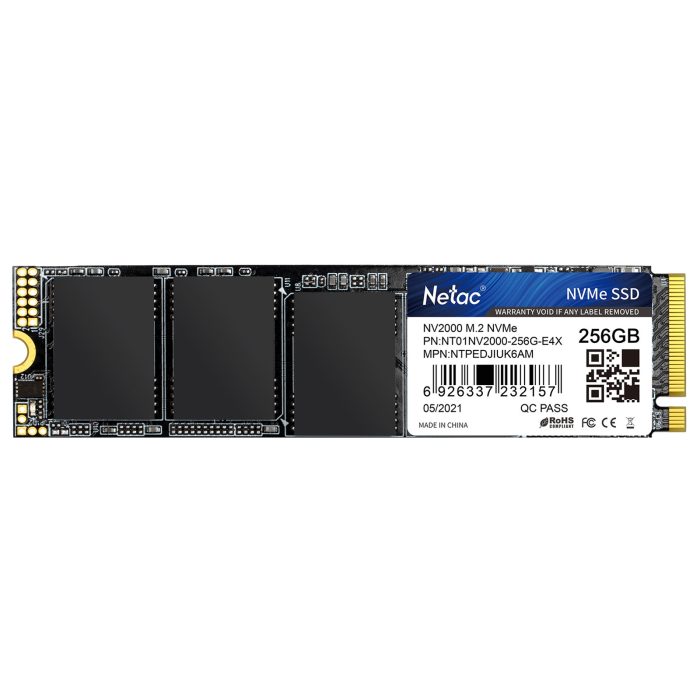 NETAC NV2000 (NT01NV2000-256-E4X) 256GB NVMe M.2 2280 Interface SSD